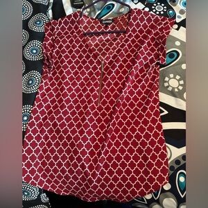 Red and cream pattern dress shirt